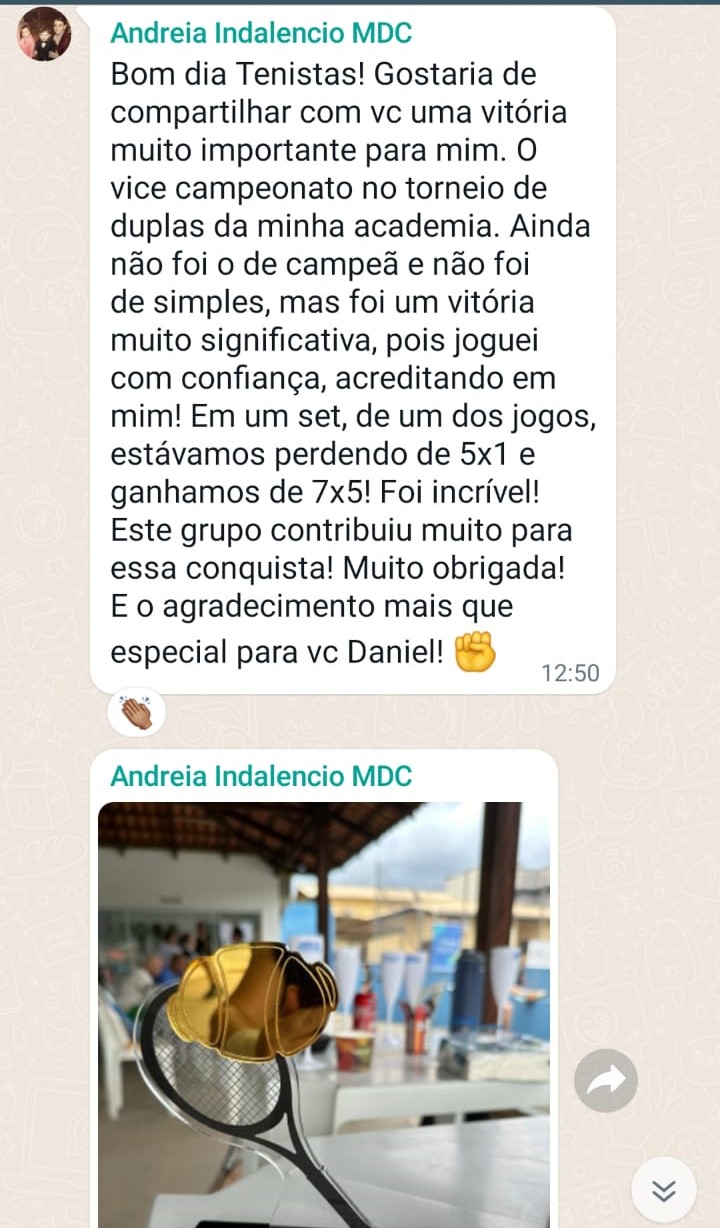 Mensagem de Andreia sobre vice-campeonato jogando com confiança