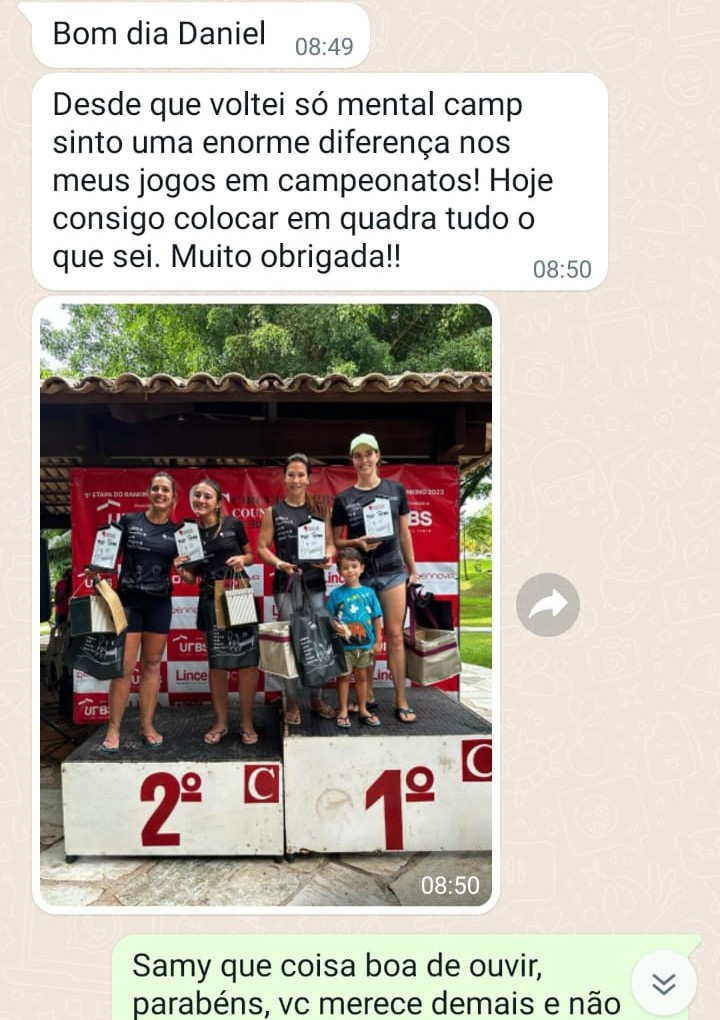 Mensagem de aluna sobre diferença nos jogos em campeonatos